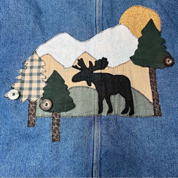 SW Shirt Wurks Hand Appliqué Outdoor Denim Jacket Sz M - Picture 4 of 12